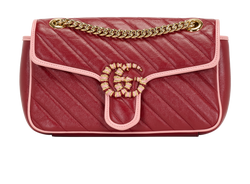 Small GG Marmont Shoulder Bag, Leather, Red/Pink, 520981, DB, 2*